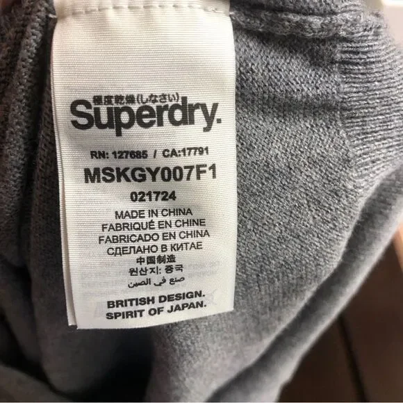 SUPERDRY Grey Pullover Cashmere Blend Melange‎ Sweater Size Large - Picture 6 of 8